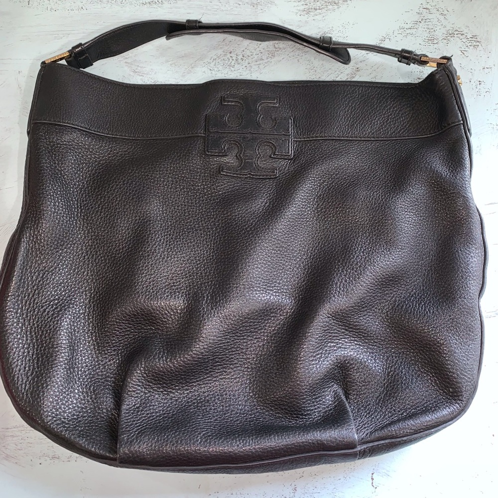 Tory Burch Black pebbled leather hobo/shoulder bag